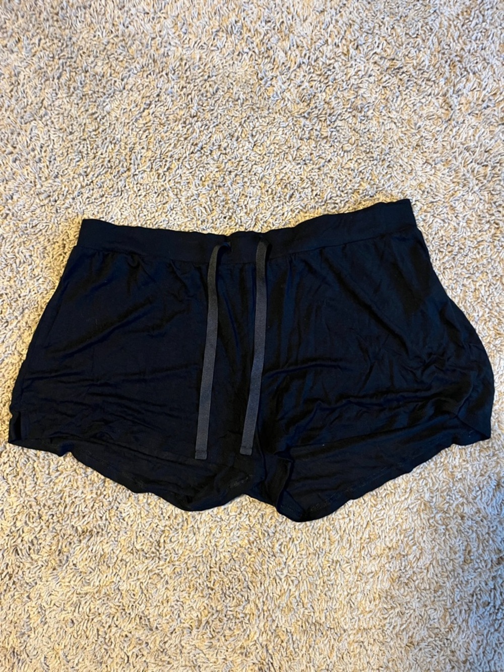 Women's Black Athletic Drawstring Lounge Shorts